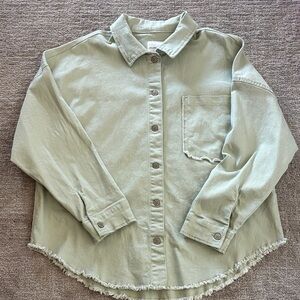 Celebrity Pink Sage Green Shirt denim jacket button down